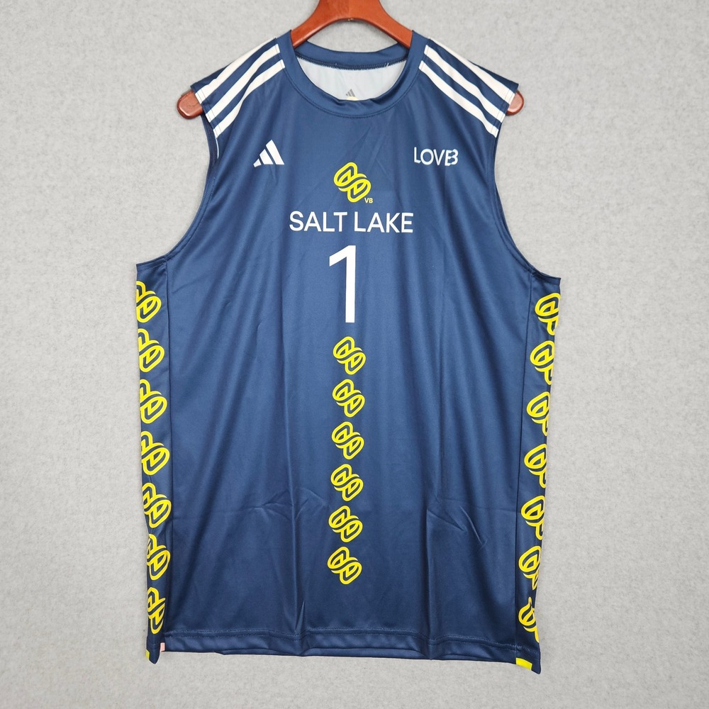 Adidas LOVB Salt Lake Volleyball‎ Jersey Mens XL Poulter 1 Navy Blue Sleeveless